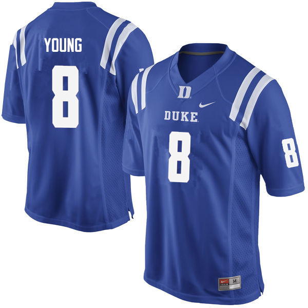 Men #8 Aaron Young Duke Blue Devils College Football Jerseys Sale-Blue